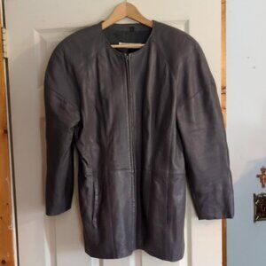 Eleanor Brenner Vintage Leather Jacket Sz 14 Gray Genuine Leather Soft Zip Up
